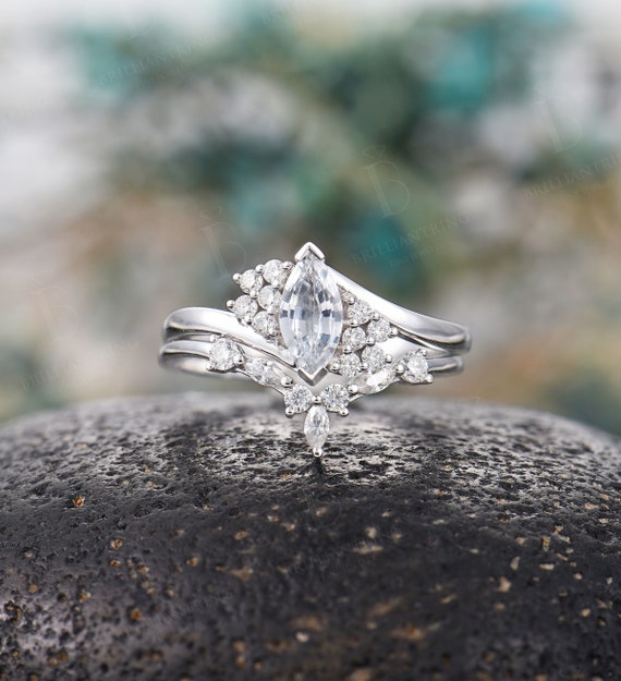 Comprar Anillo De Compromiso Carcason En Corte Marquesa 0.2 Quilates 14k Oro Blanco Diamante Cultivado En Laboratorio
