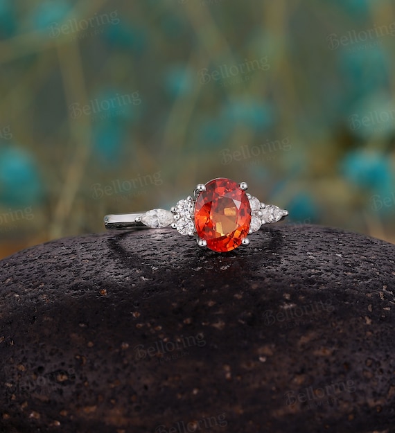 Vintage orange sapphire best sale ring