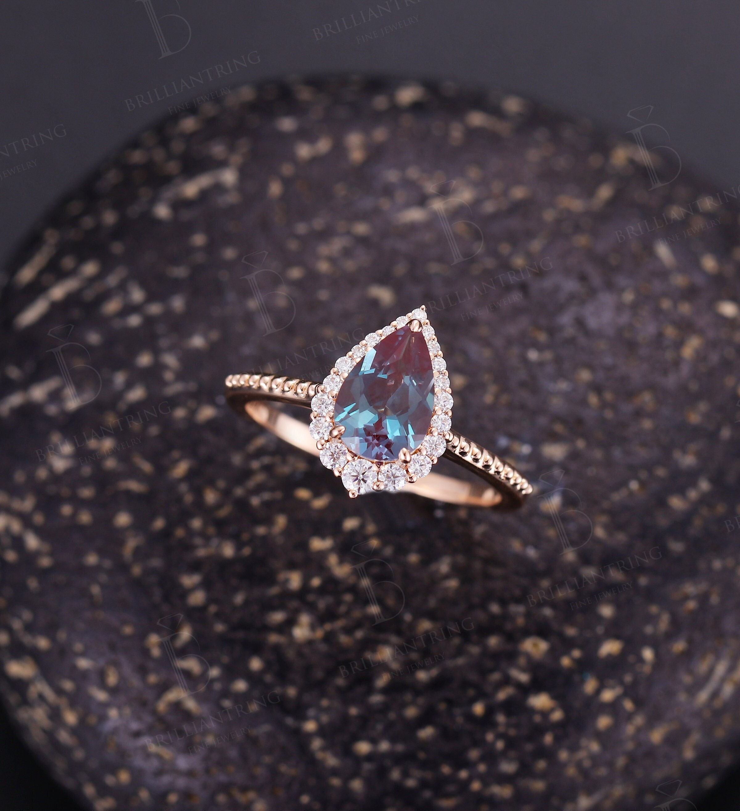 Alexandrite teardrop shop ring