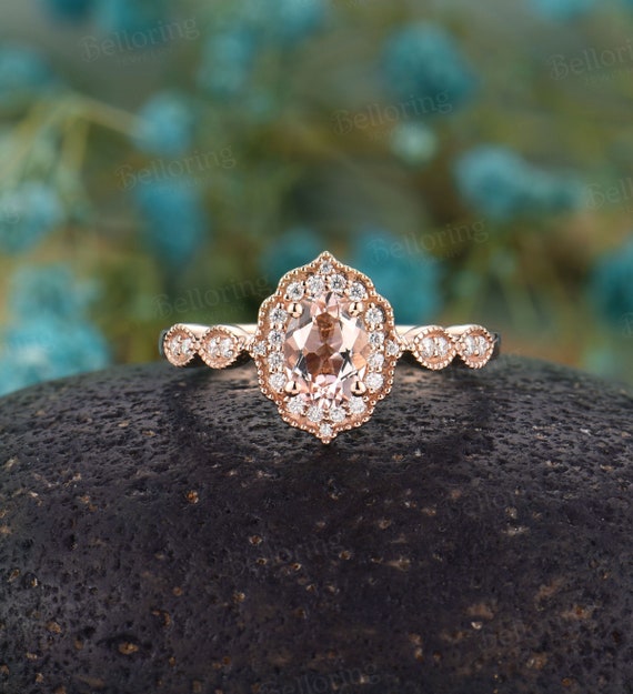 Rose quartz 2024 engagement ring etsy