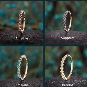 Ruby Stackable Aniversary Rings Vintage Natural Ruby Wedding Band: Dainty 14K Rose Gold Half Eternity ...