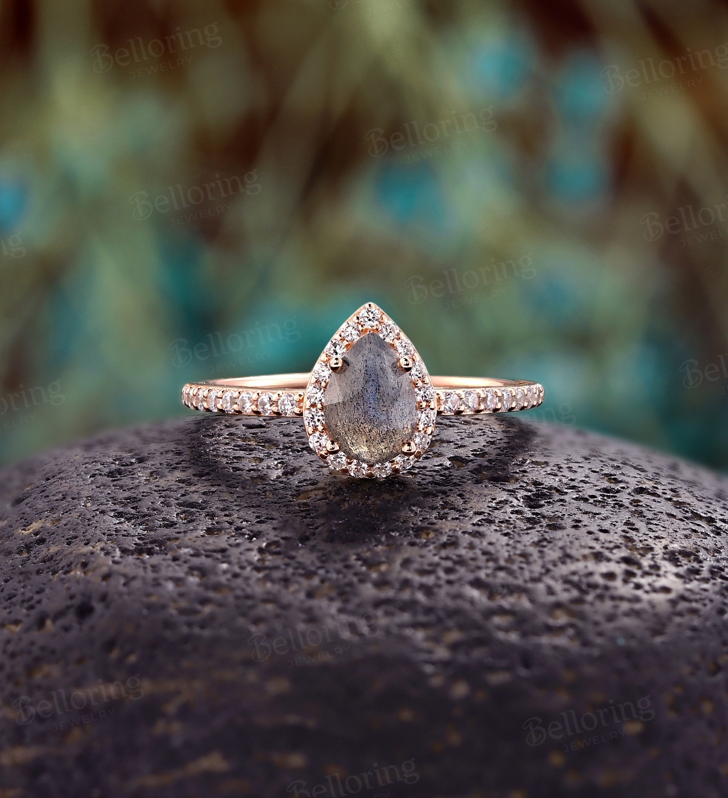 Vintage Pear Shaped Moissanite Engagement Ring Set Yellow Gold Pear Shaped  Diamond Ring Half Eternity Wedding Bridal Set Anniversary Rings 