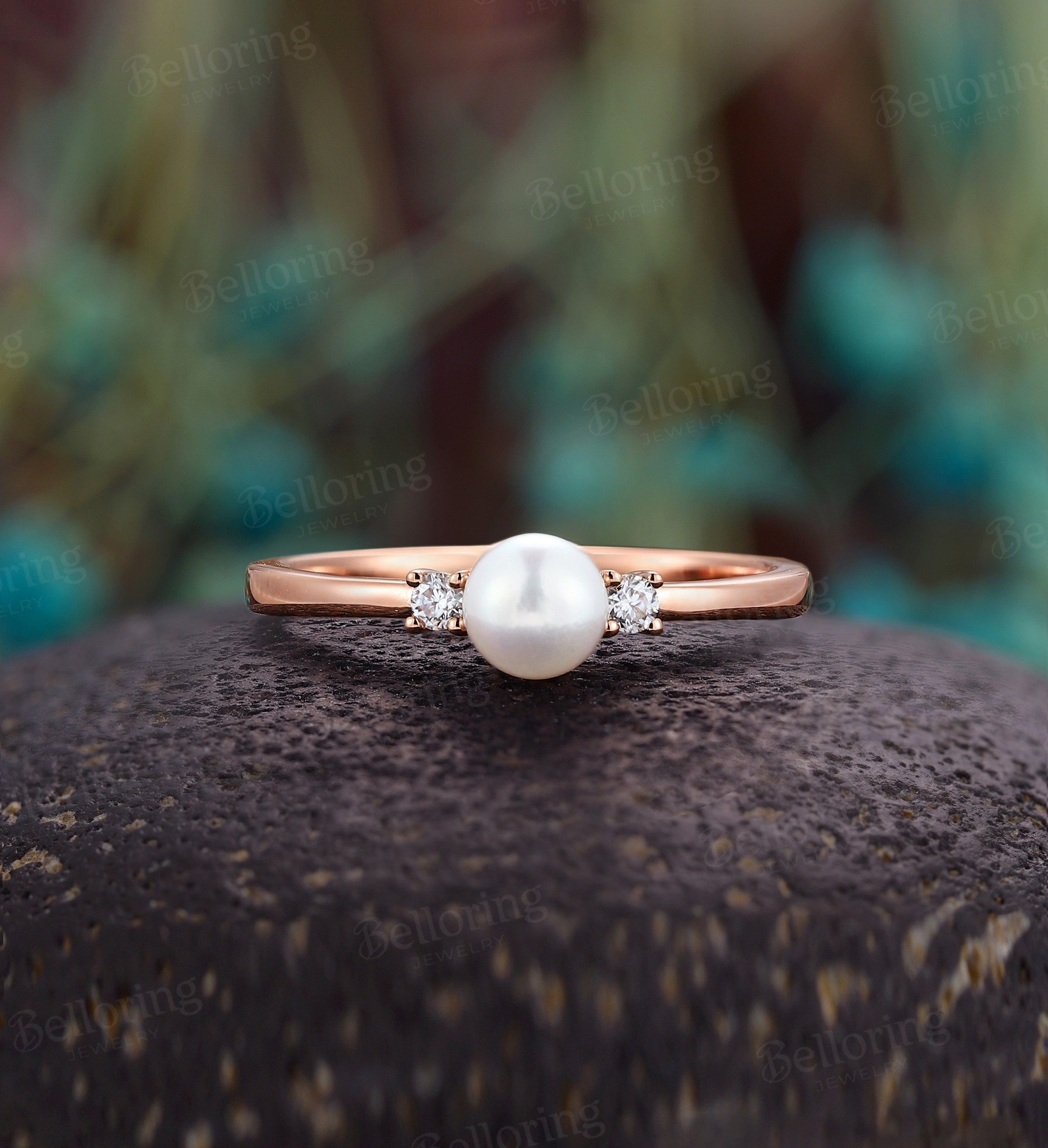 Akoya Pearl and Diamond Ring - Etsy