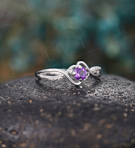 Purple Amethyst Engagement Ring Set, Lavender Amethyst Ring-730 – PILWALS