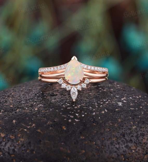 Opal Engagement Ringopal Wedding Setrose Gold Engagement 