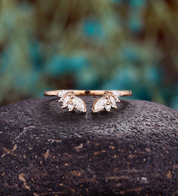 Etsy moissanite wedding band hot sale