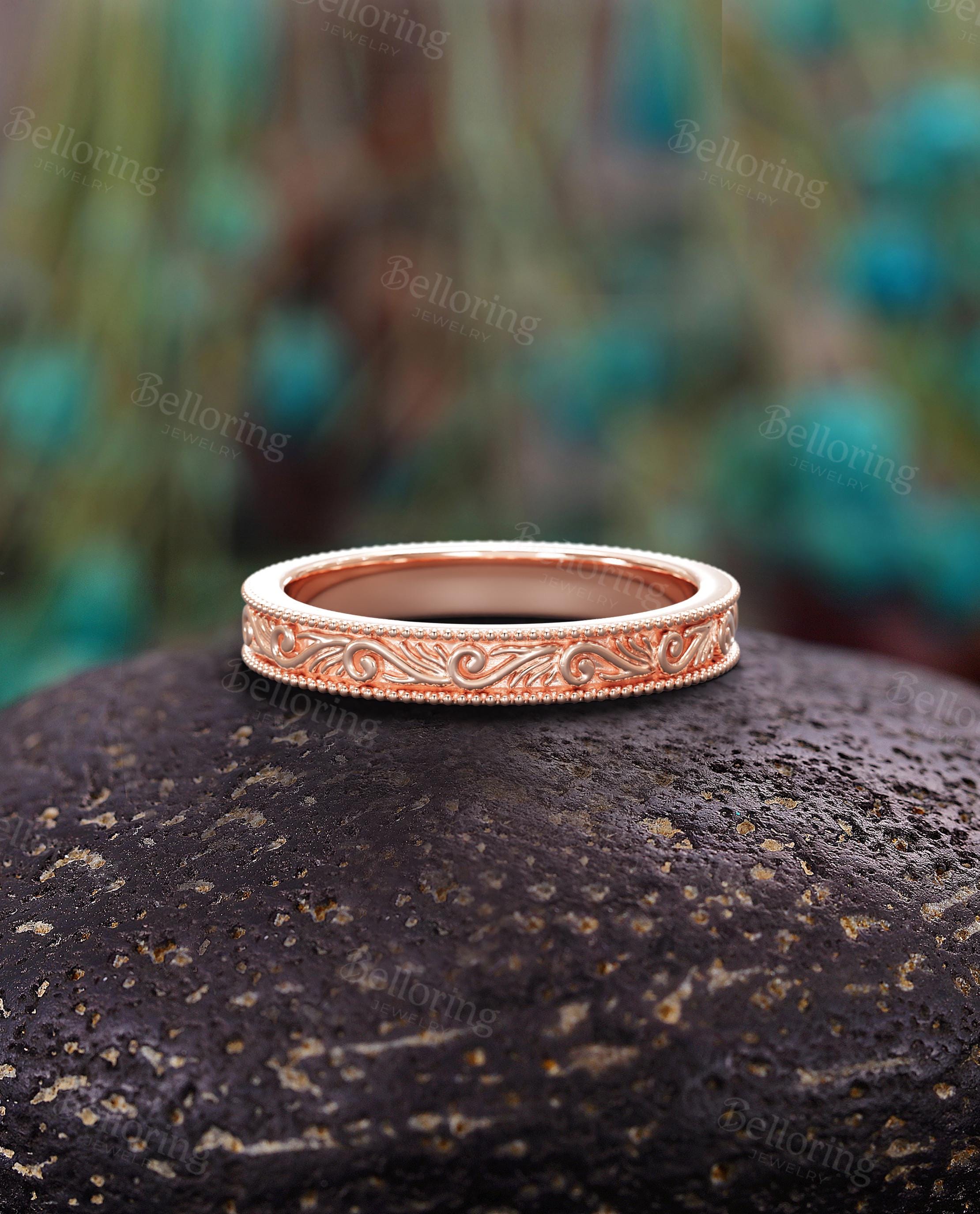 Bague Alliance Ancienne Or Massif Avec 3 Pierres - Pour Dame - Occasion Vintage - Bijou Ancien