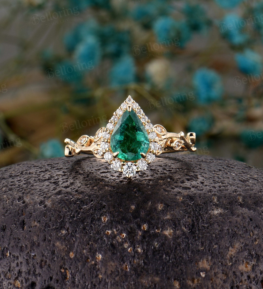Wedding Band Teardrop Emerald Ring Buy Pear Shaped Emerald