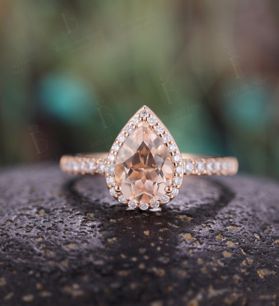 Morganite pear engagement ring clearance