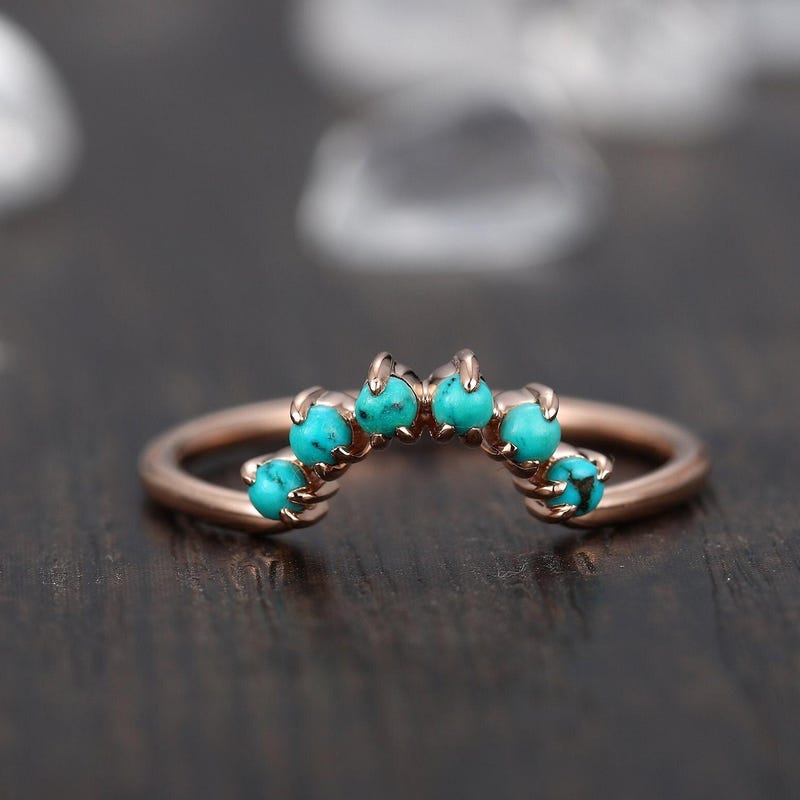 Turquoise and Gold Wedding Ring - Etsy