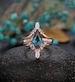 Vintage Alexandrite engagement ring set Rose gold kite ring set unique marquise opal rings art deco moonstone bridal set anniversary ring