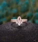 Vintage Morganite engagement ring set pear shaped moissanite curved wedding band set Half eternity Wedding ring set anniversary bridal set 