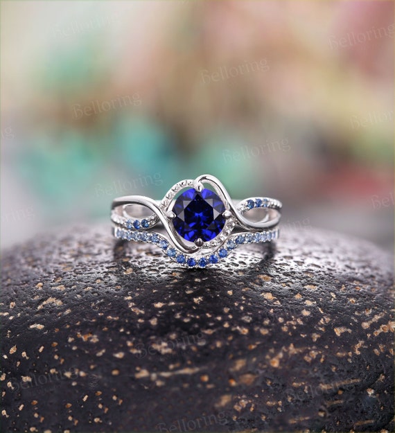 Sapphire and diamond wedding ring sets outlet