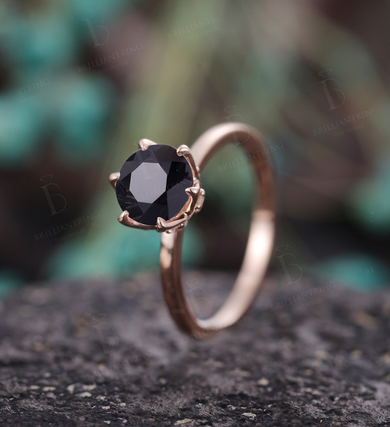 Black Onyx Engagement Ring Vintage Unique Rose Gold Moissanite Art Deco Prong Set Wedding Jewelry Promise Anniversary Wedding Ring Rings Jewelry Black Onyx Engagement Ring Vintage Unique Rose Gold Moissanite Art Deco Prong Set Wedding Jewelry Promise Anniversary Wedding Ring Rings Jewelry