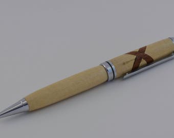 European Style Chrome Ball Point pen, Crepe Myrtle and Walnut