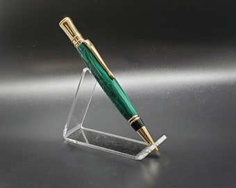 Bolígrafo giratorio ejecutivo dorado con piedra malecita