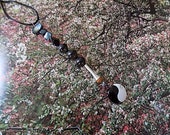 yin yang, sandalwood, howlite stone pendant