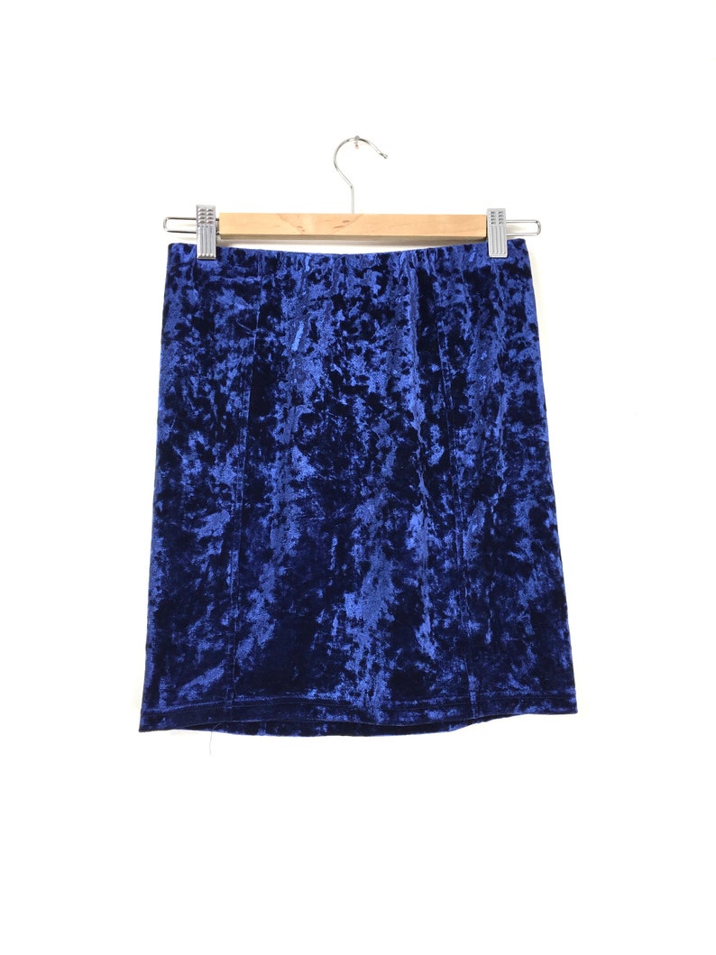 90s Midnight Blue Velvet Skirt