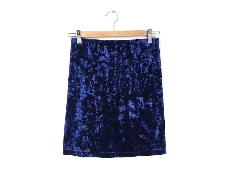 90s Midnight Blue Velvet Skirt