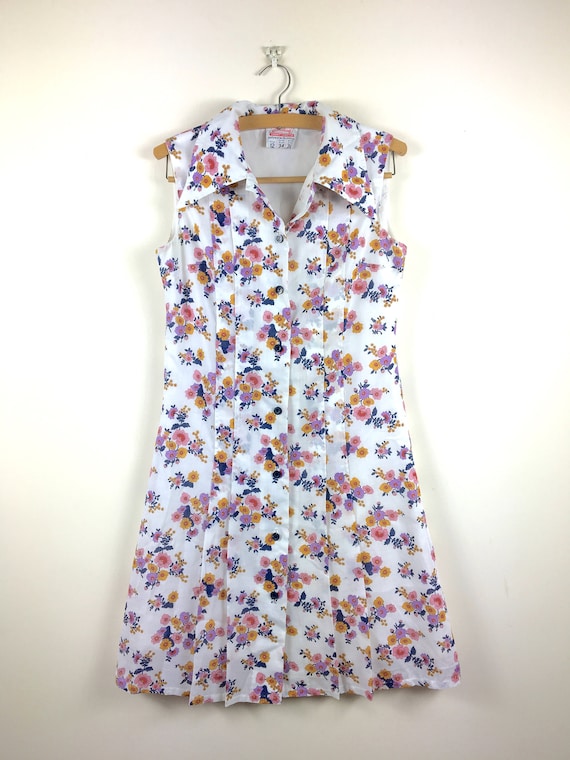 1960s Floral Day Dress S