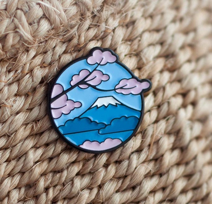 Mount Fuji Enamel Pin Japan Mountain japanese Hiking Badge Etsy