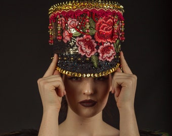 Studded Rose Marching Band Hat • Festival Hat