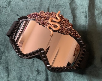 The Serpentine Burner Goggle • Ski Festival Rave Goggles with Snake and Studs