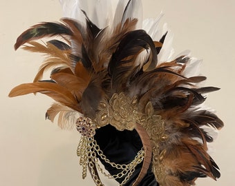 The Boho Cabaret Deluxe Feather Mohawk Headpiece • Burner Festival  Burlesque Performance Headdress