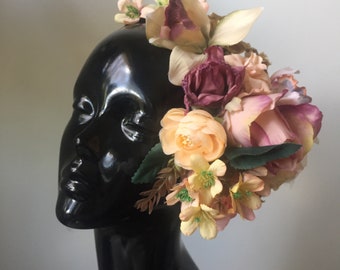 Maiden • Floral goddess headpiece • Bridal Fascinator