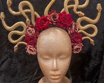 Medusa Crown • Floral Snake Headpiece • Halloween Burlesque Costume