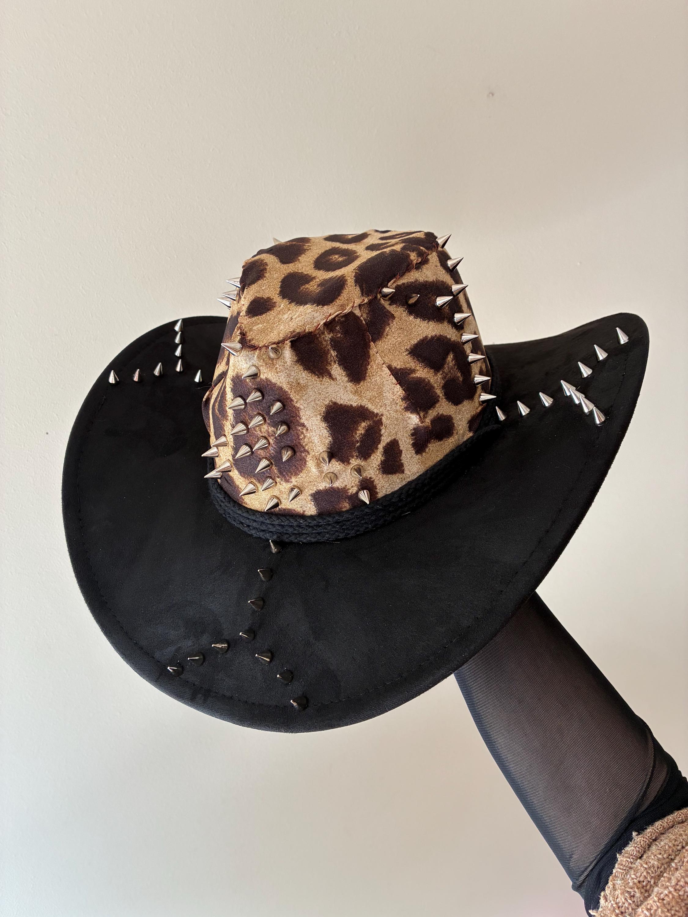 Juicy Couture Black Velour Cowboy Hat Rodeo OSFM Leopard Print‎ Band Y2K Boho Outlaw Leopard Cowboy Hat - Leopard | Fashion Nova main image 4