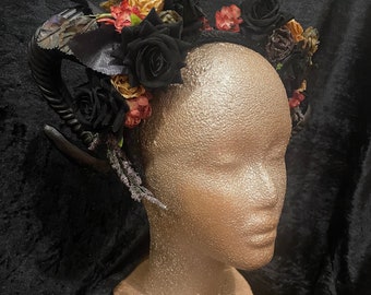 The Renaissance Floral Ram Horn Gothic Halloweeen Costume Headpiece