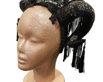 Gothica Ram horn Halloween Headpiece • gothic witch fairy cosplay headpiece