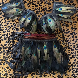 Bird of Paradise • Festival Performance Costume • Feather bra epaulette skirt set • Burner outfit