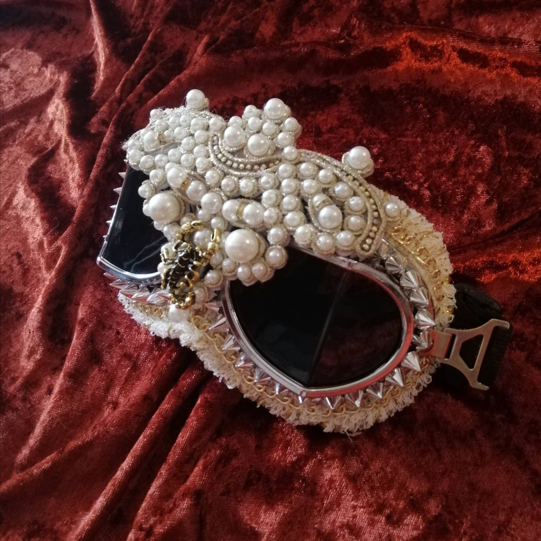 Scorpion Pearl and Stud Motorcycle Goggles * Festival, Rave, Burner Goggles