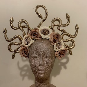 Medusa Crown • Floral Snake Headpiece • Halloween Burlesque Costume