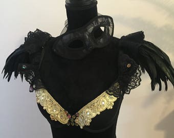 Feather Epaulettes • Festival Shoulder Pieces