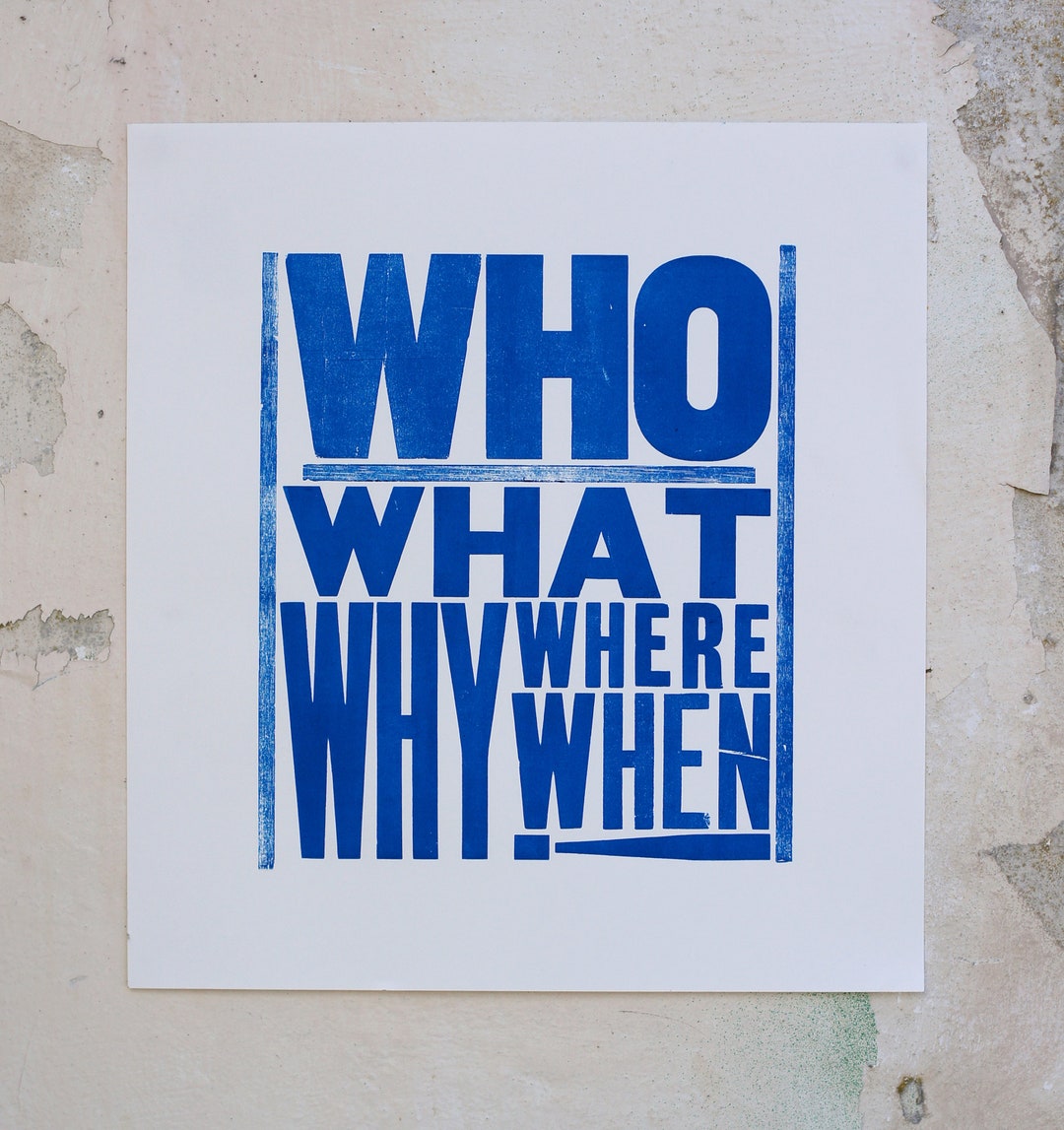 Who What Why Where When! - Letterpress Print - Etsy