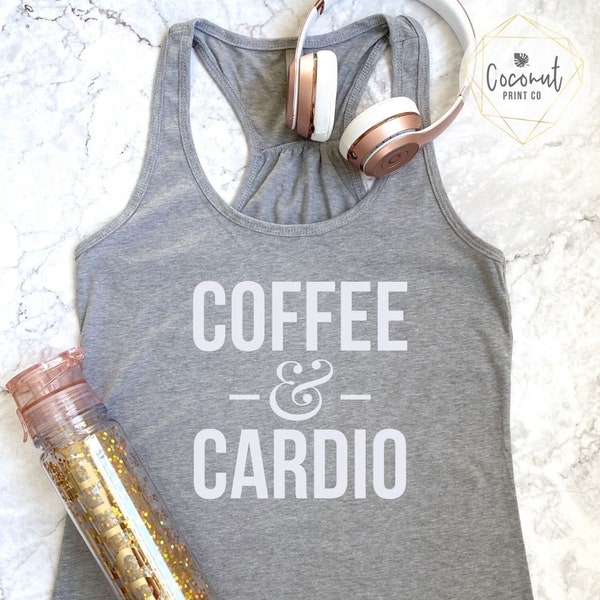 café et chemise cardio | Chemise de fitness | Chemise d'entraînement | Chemise de course | Chemise d'entraînement pour les amateurs de café | Débardeur café et cardio