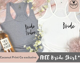 Bride and Bride Tribe Shirts, Bachelorette Party, Minimalist graphic tee, Bridal Party Tanks, Wedding Party Shirts, Bridesmaid Gift