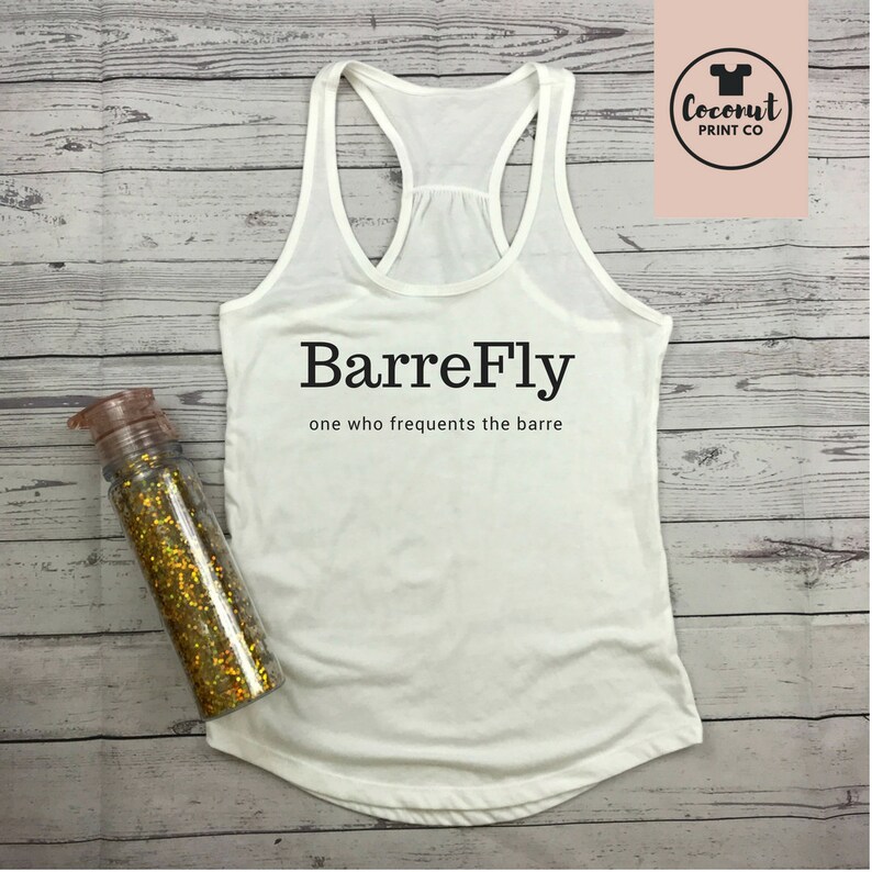 BarreFly tank, barre tshirt, barre, barre tank top, barre workout shirt, barre workout tank, womens workout top, rose gold image 1