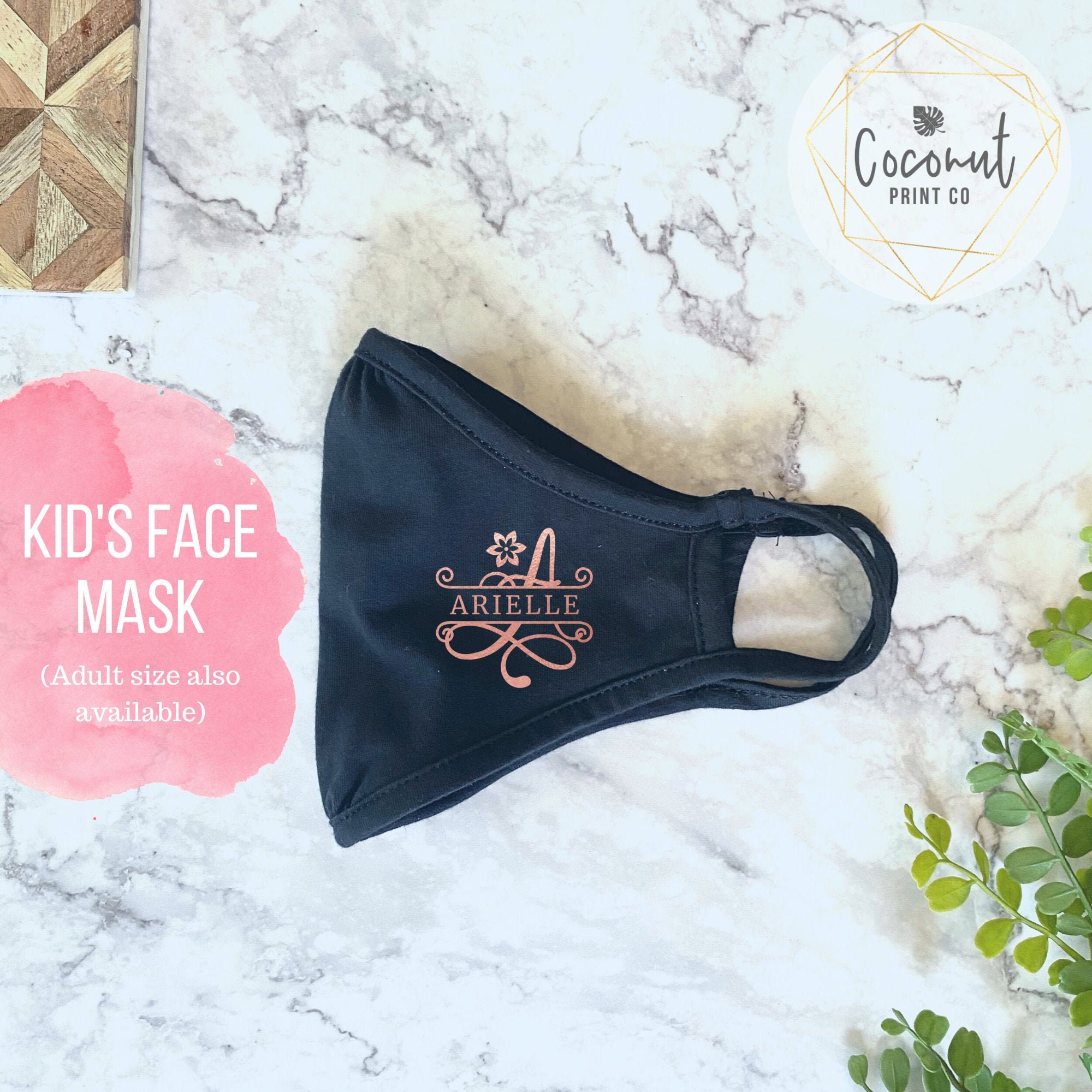 Kids Monogram Personalized Name Face Mask - Girls Face Mask, Kids Fac…