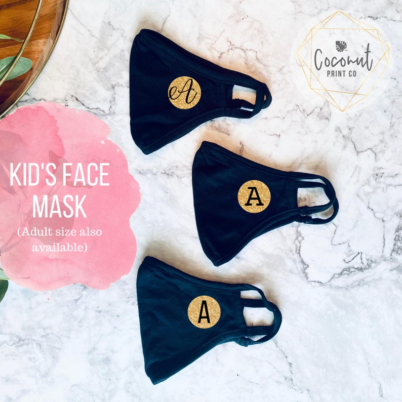 Kids Initial Personalized Face Mask Girls Face Mask Boys Etsy