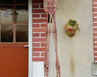 Extra long macrame plant hanger with large base "Sélène" for pot with a diameter up to 25cm/ 9.84 inches