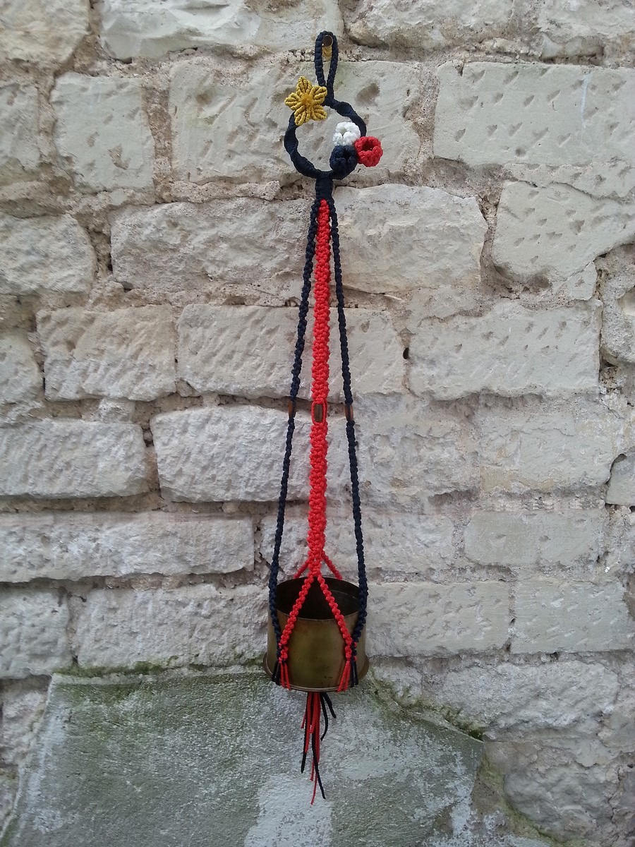 Suspension en Macramé Centenaire Pour Pot de 20 cm Diamètre Maximum