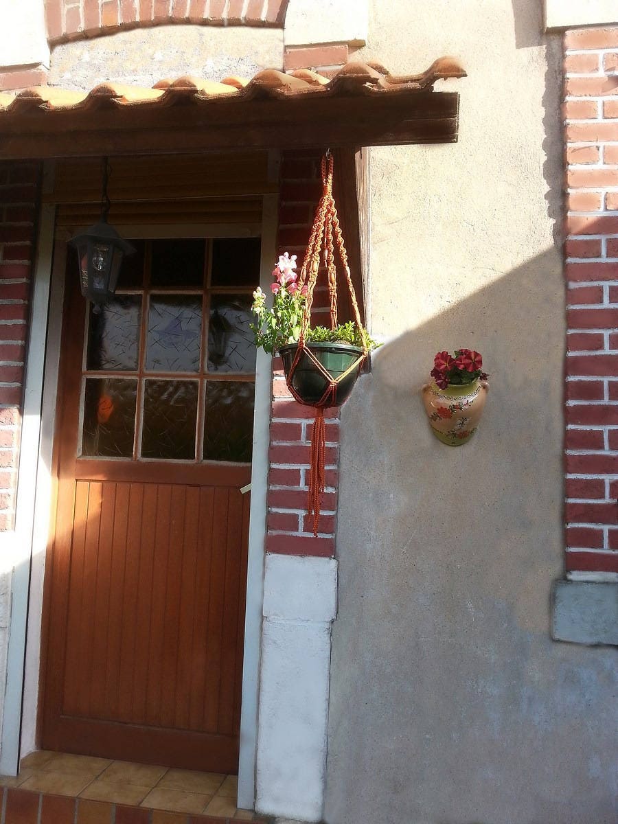 Suspension en Macramé Pour Plantes Petit Modèle Rouille