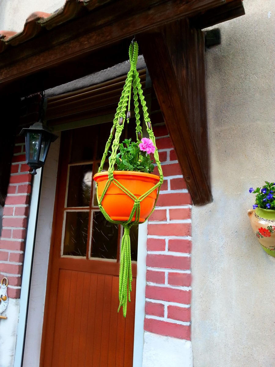 Suspension en Macramé Pour Plantes Petit Modèle Citron Vert