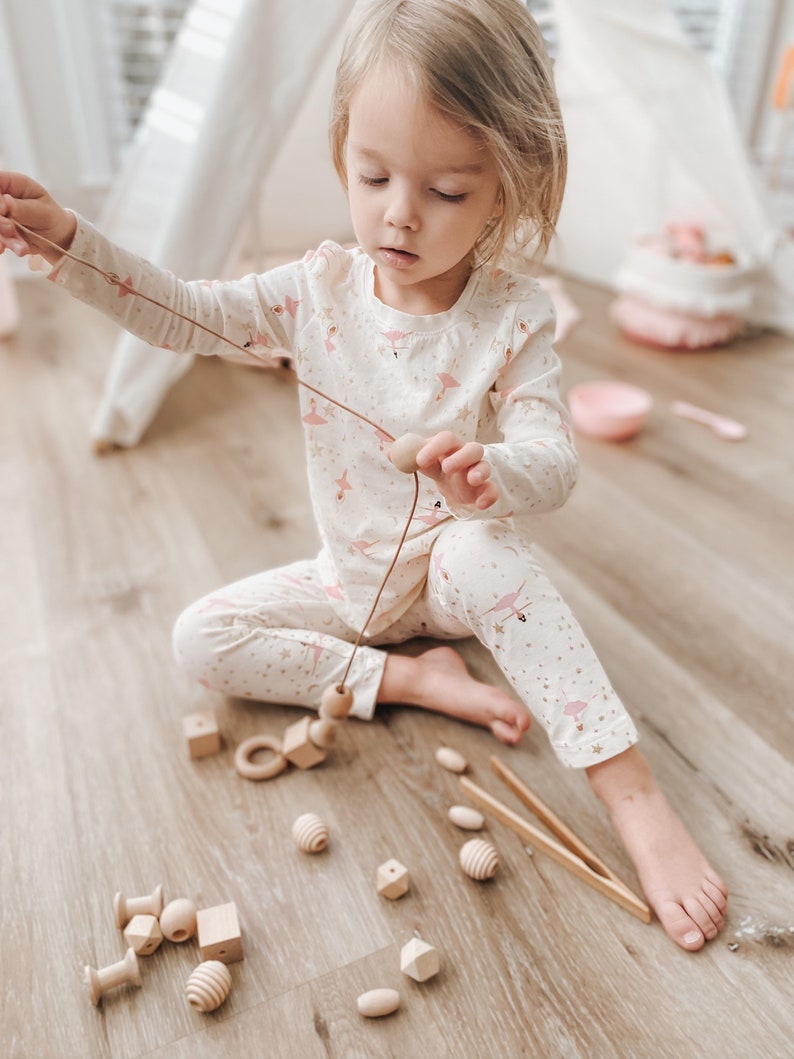 Lacing Toy Wood and Leather Montessori Etsy