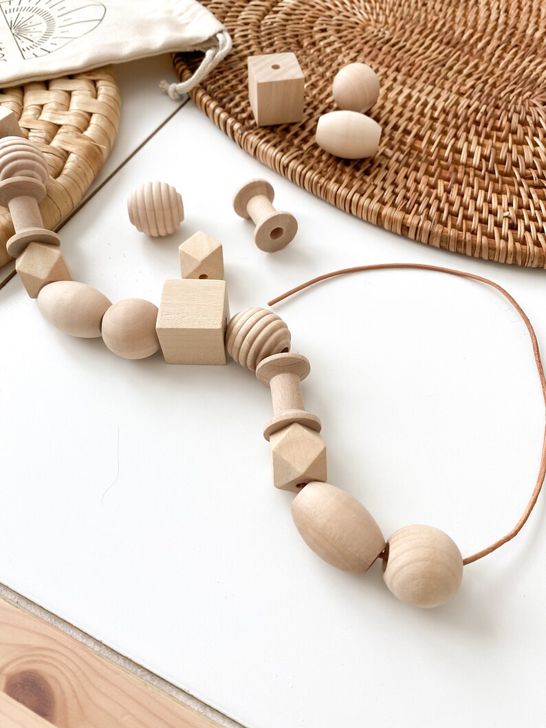 Lacing Toy Wood and Leather Montessori Etsy