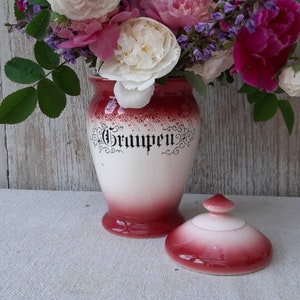 Rare antique stock pot &quot;Graupen &quot; old German writing * old pink * around 1900 * Art Nouveau * Shabby - Country Kitchen * Brocante